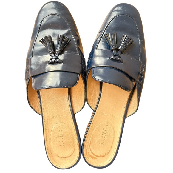 J. Crew Shoes - shoes J. CREW 8 navy leather mules slip-ons tassels